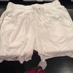 White Vintage Summer Drawstring Shorts. (Terry cloth)